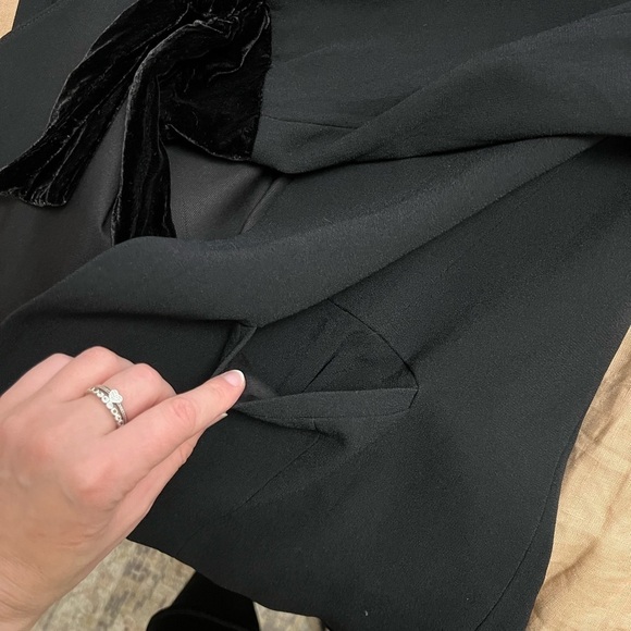 Club Monaco minimalist open front silk blend Black Blazer with Lapel Collar - Picture 8 of 10